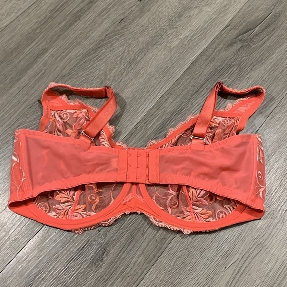 Soma Sensuous Lace Unlined Coral Underwire Bra     size 38G - Picture 3 of 8
